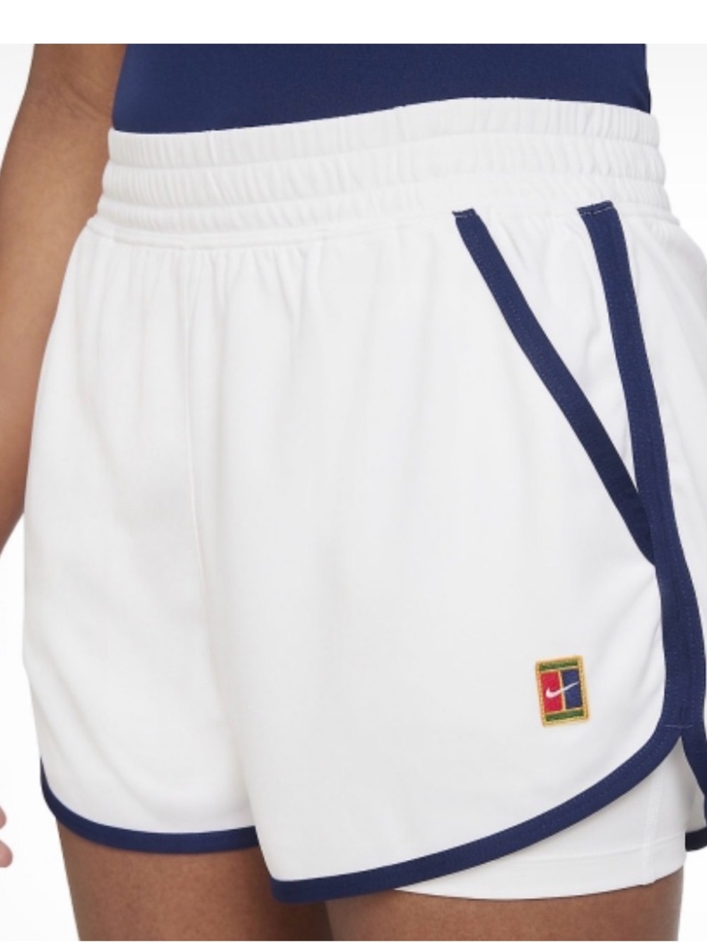 Nike NikeCourt Dri-FIT Slam Tennis Shorts White & Blue Size Small
